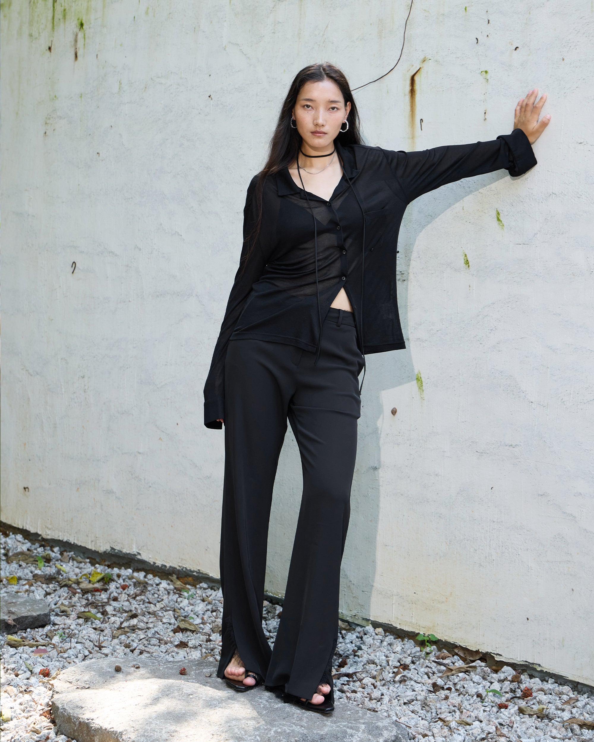 FRINGED FLARE PANTS