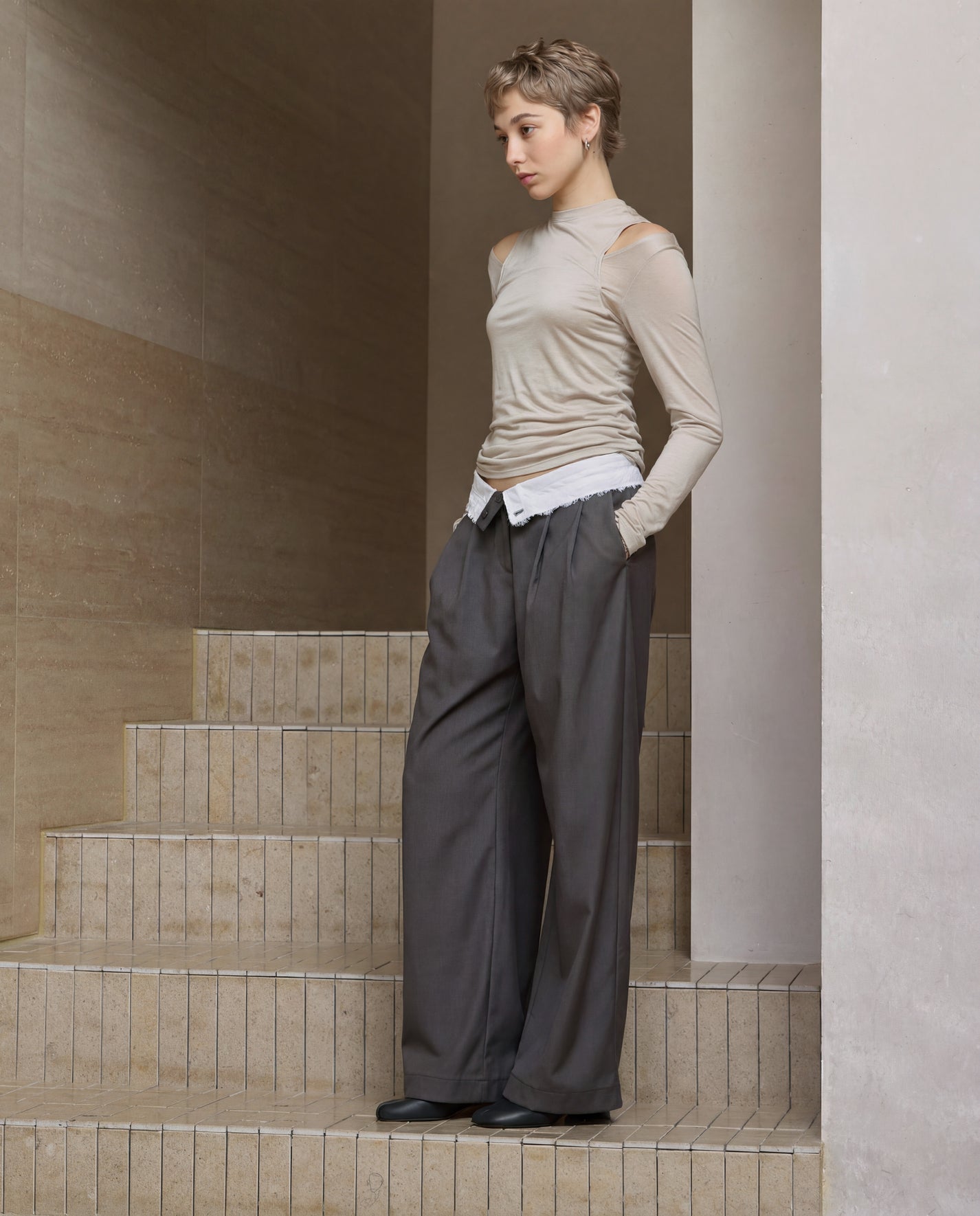 FOLD-OVER LACE PANTS