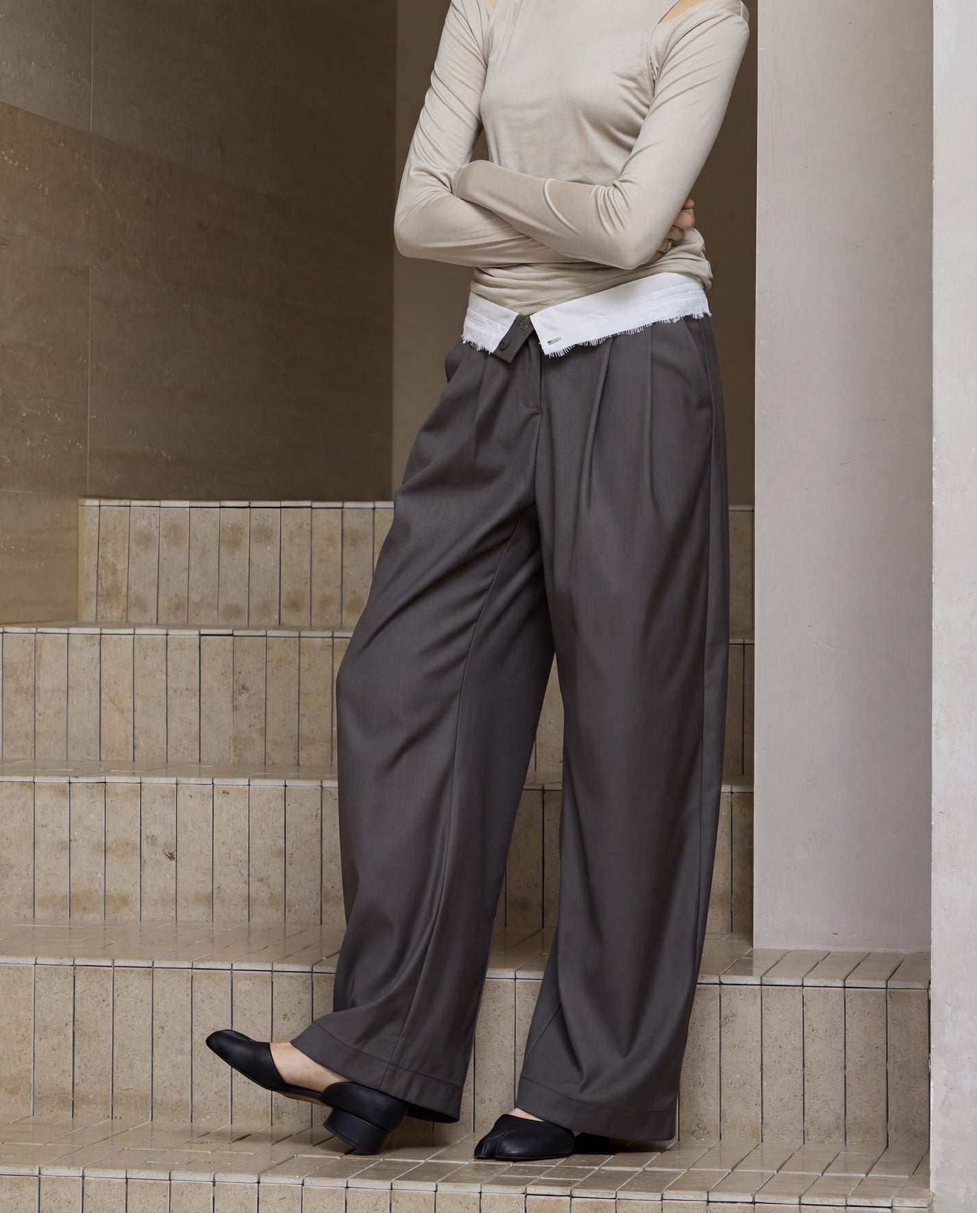 FOLD-OVER LACE PANTS