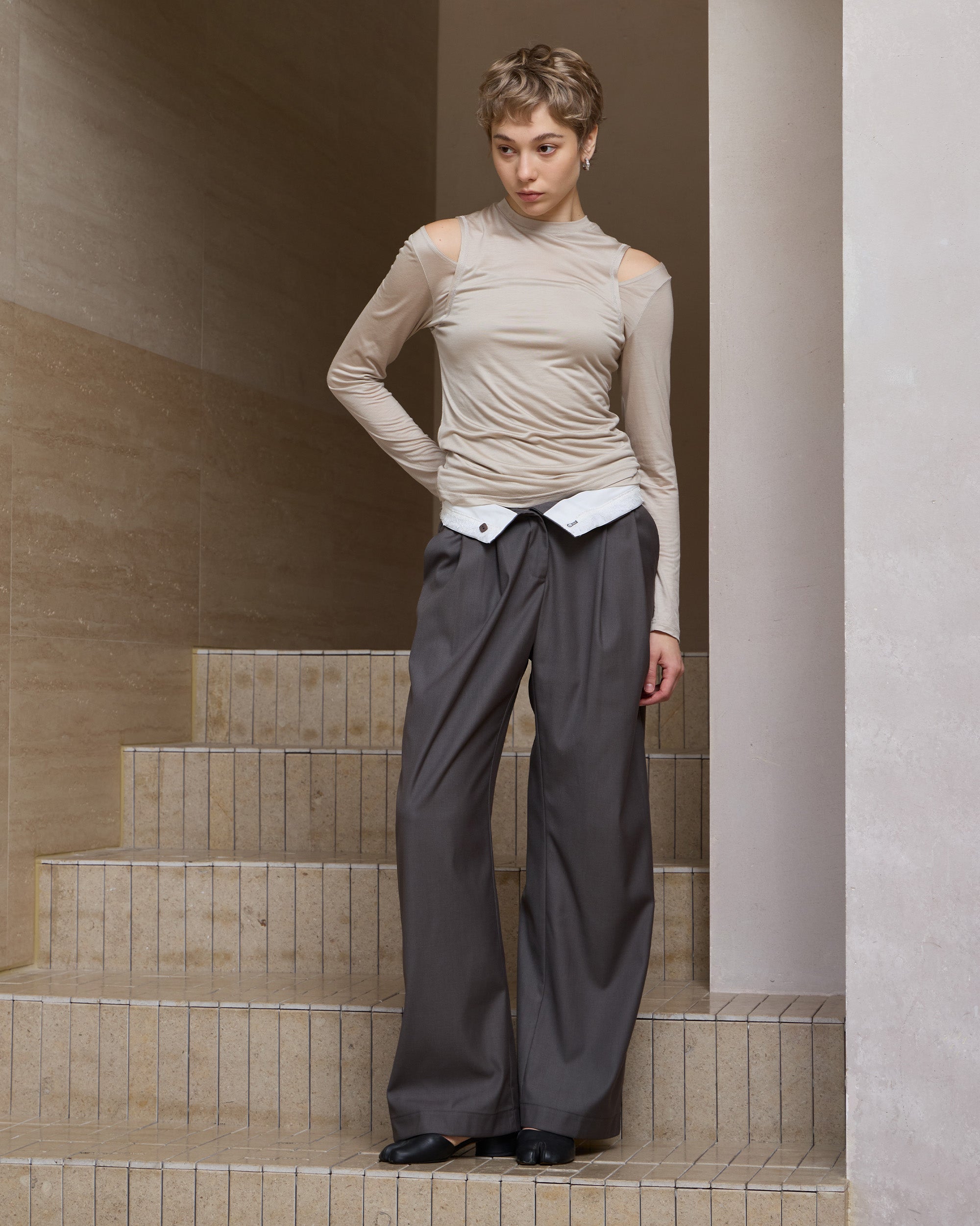 FOLD-OVER LACE PANTS