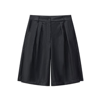 PLEATED FAUX LEATHER SHORTS