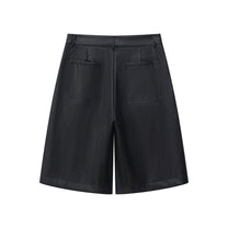 PLEATED FAUX LEATHER SHORTS