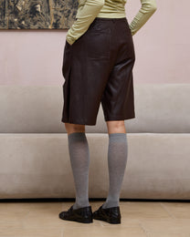 PLEATED FAUX LEATHER SHORTS