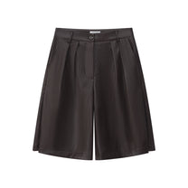 PLEATED FAUX LEATHER SHORTS