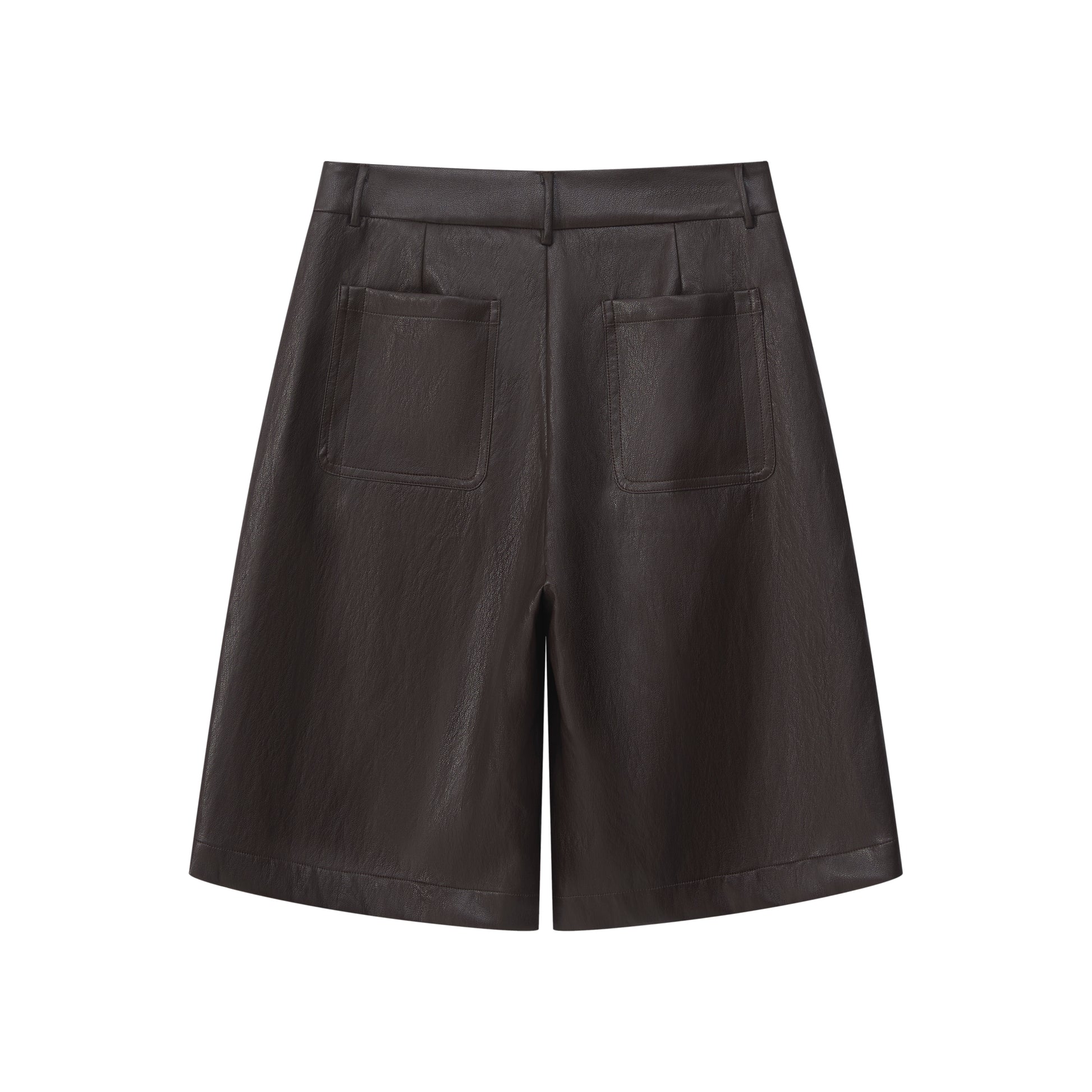 PLEATED FAUX LEATHER SHORTS