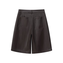PLEATED FAUX LEATHER SHORTS