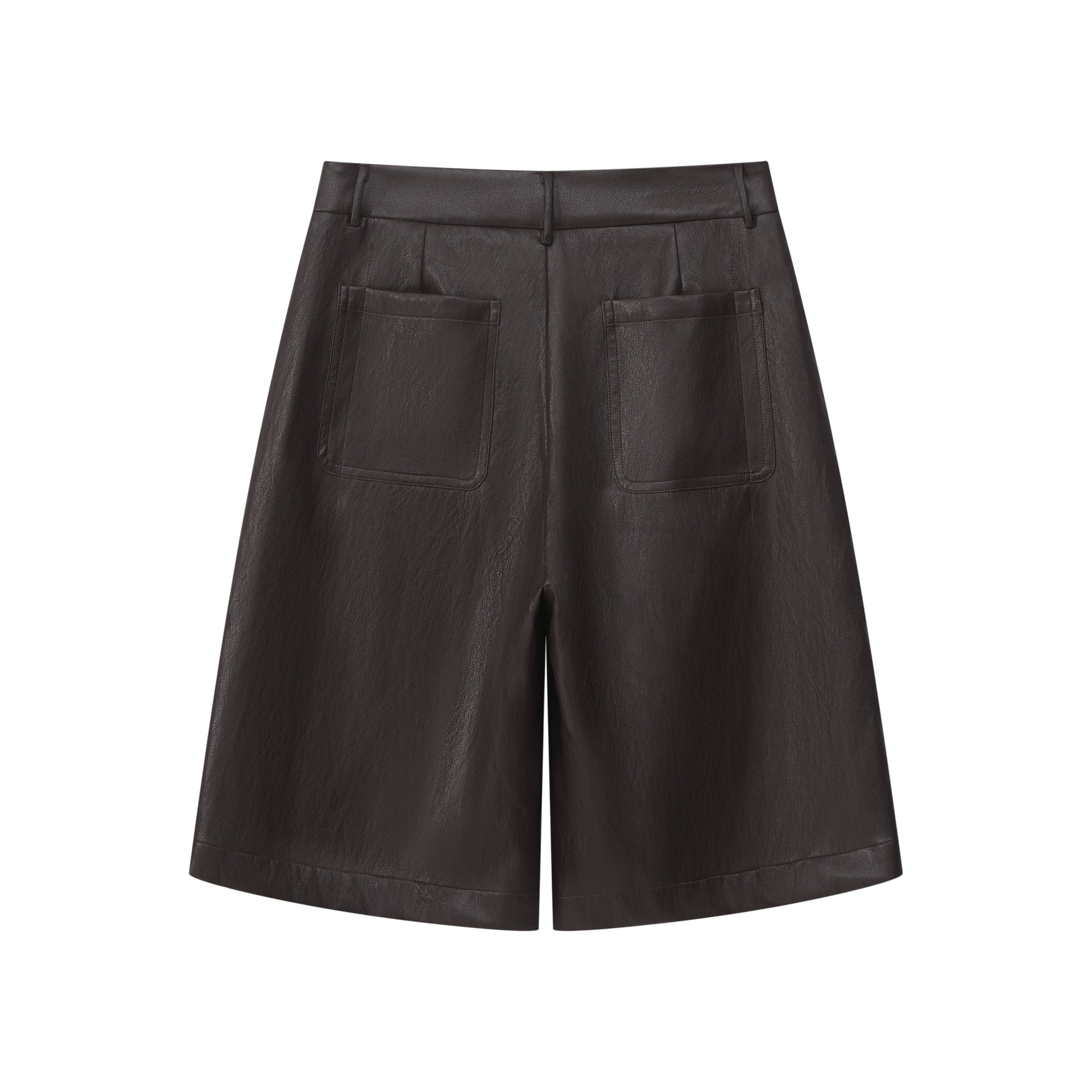 PLEATED FAUX LEATHER SHORTS
