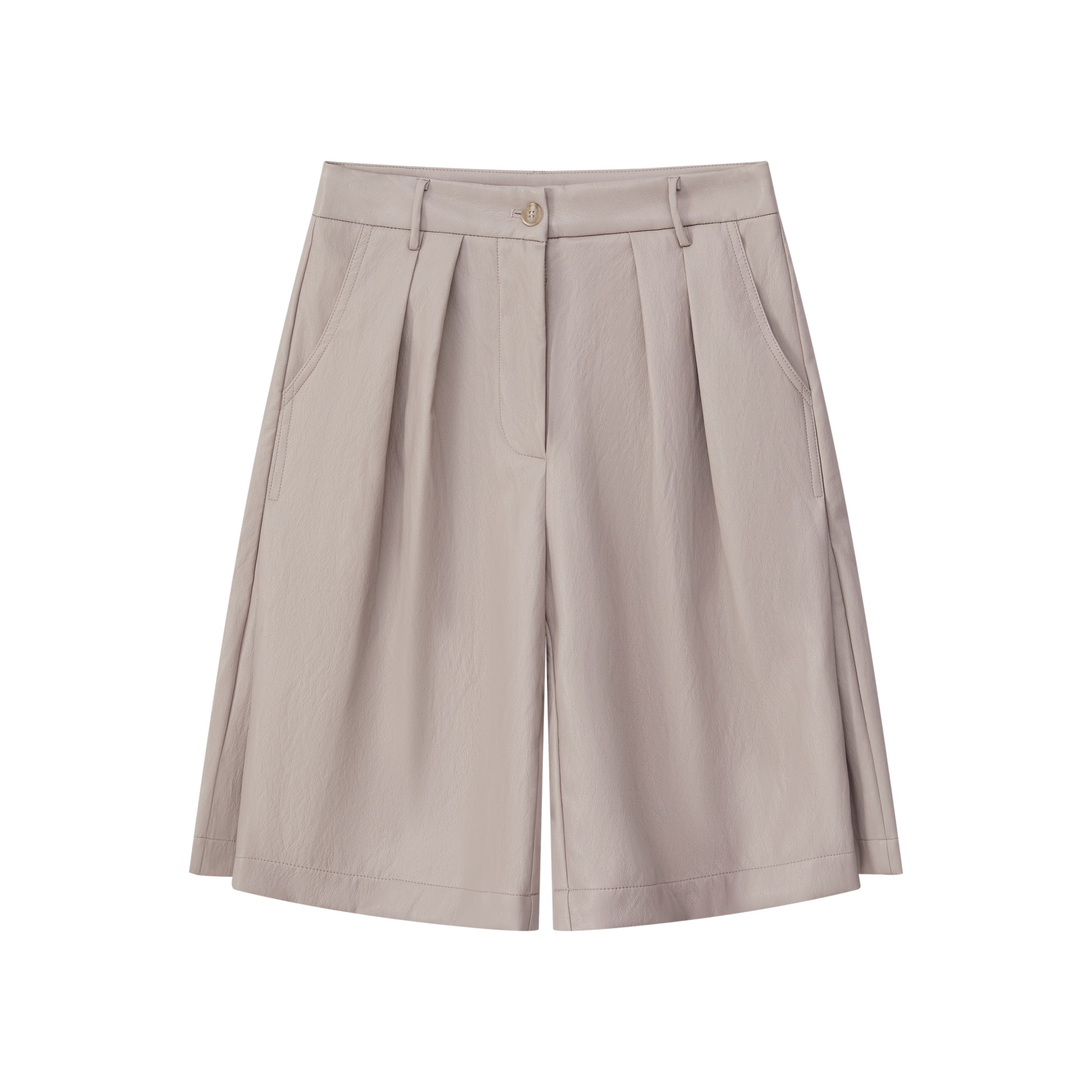 PLEATED FAUX LEATHER SHORTS