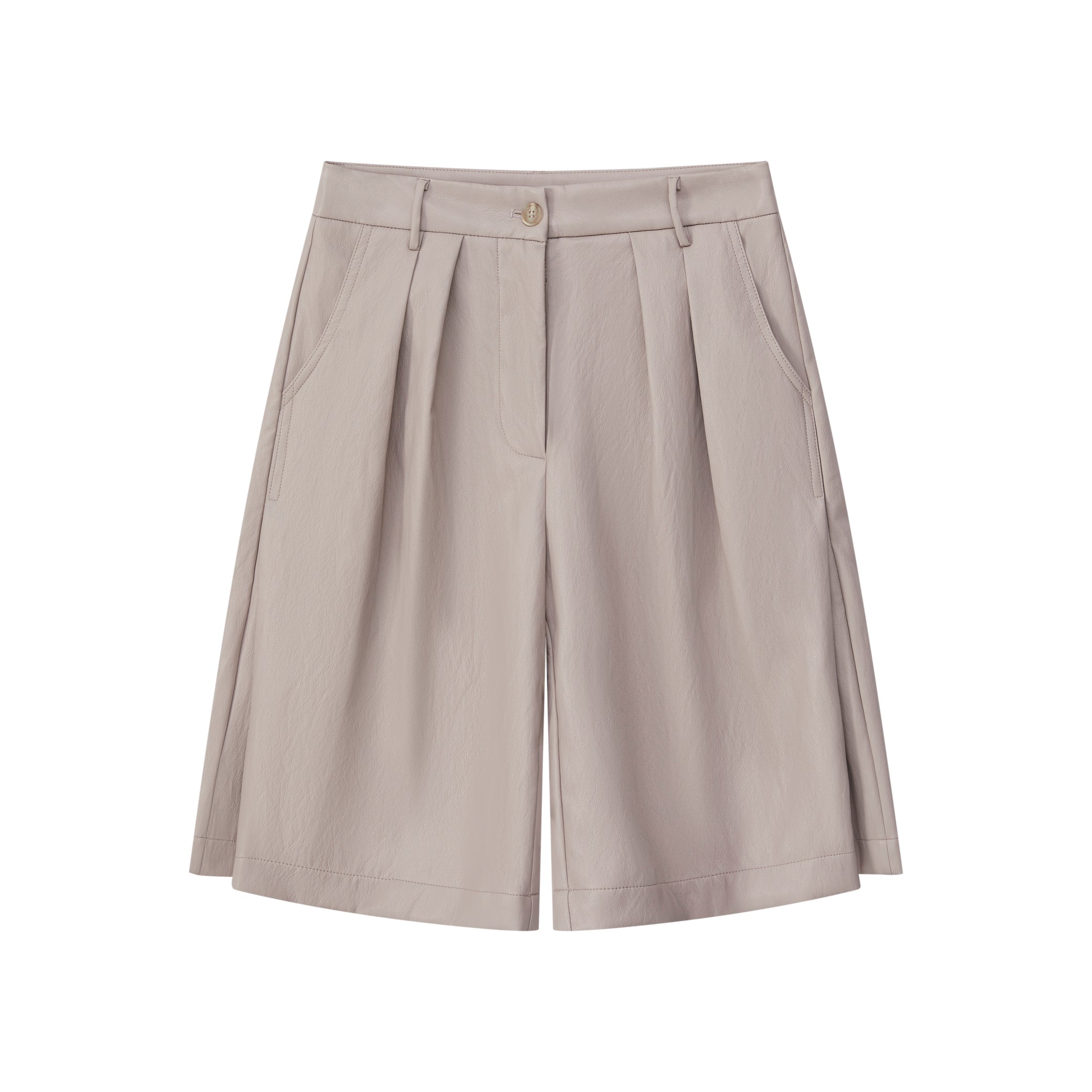 PLEATED FAUX LEATHER SHORTS
