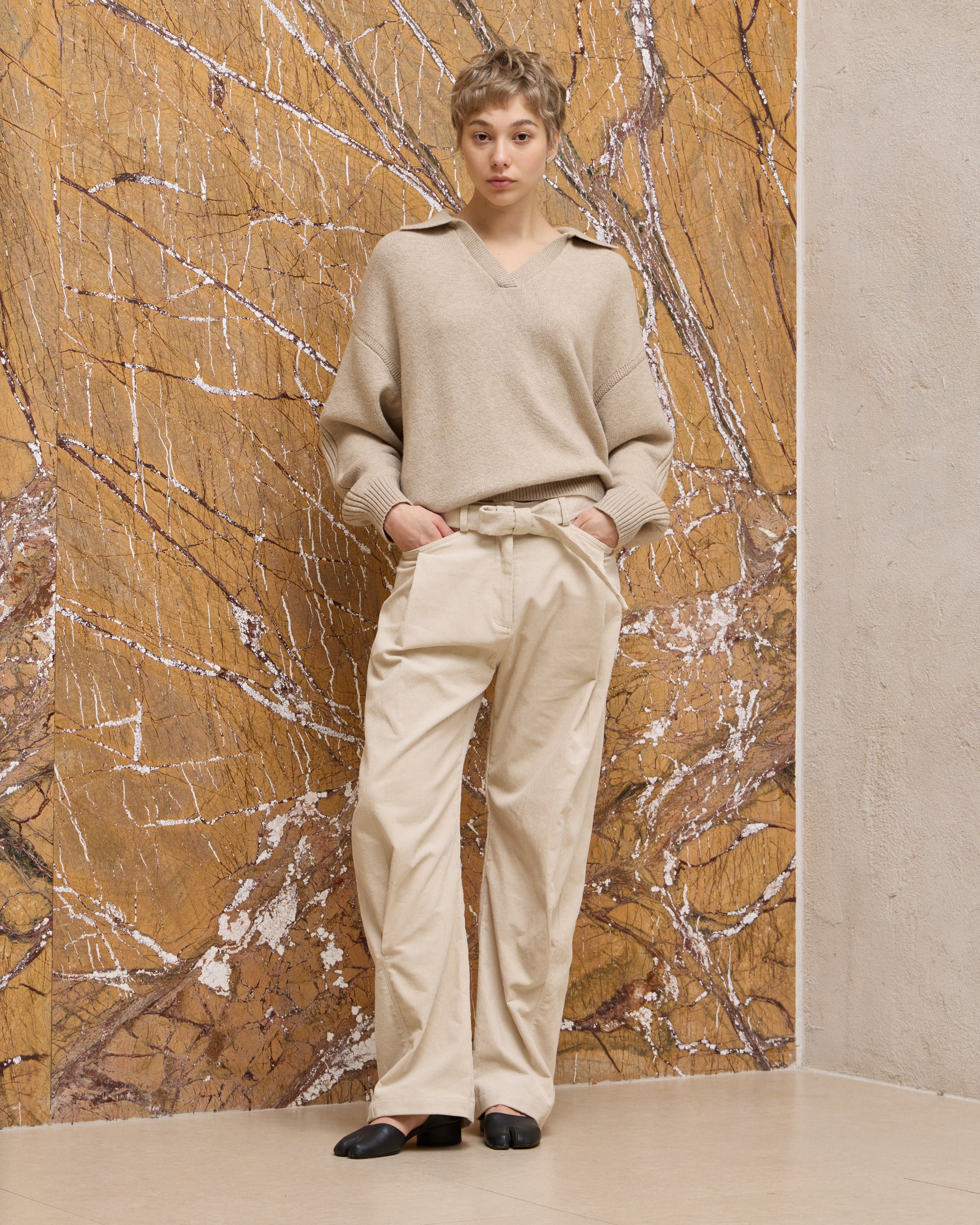 CORDUROY BELT TROUSERS