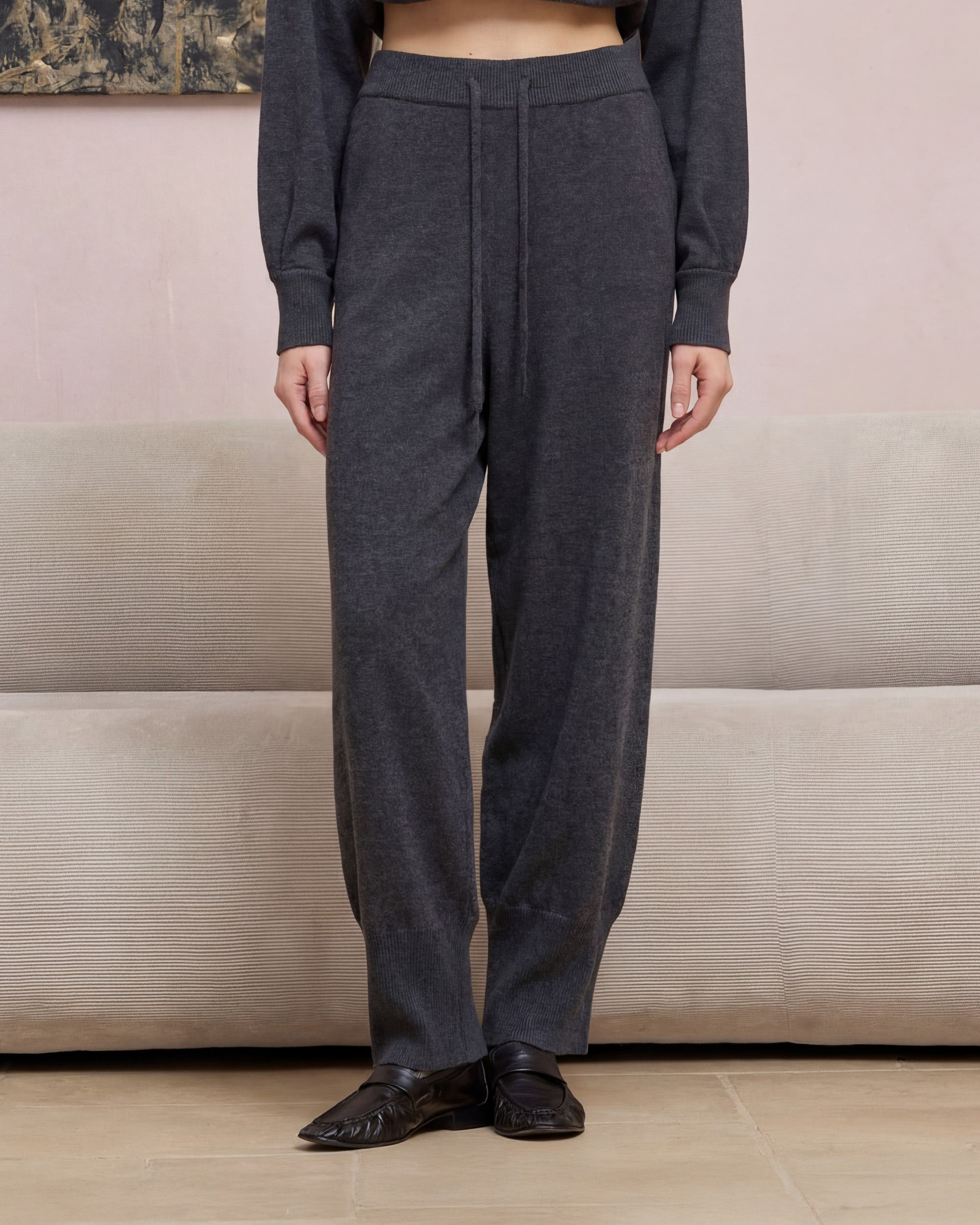 WOOL SILK KNIT JOGGER PANTS