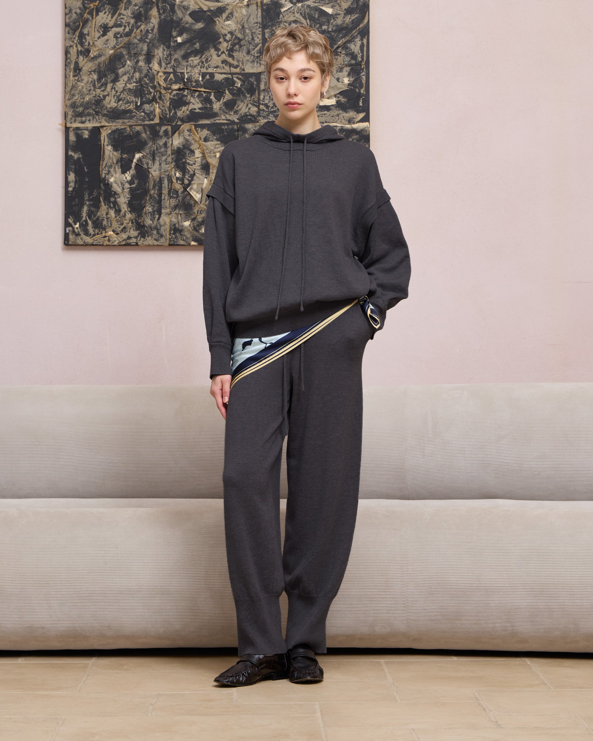 WOOL SILK KNIT JOGGER PANTS