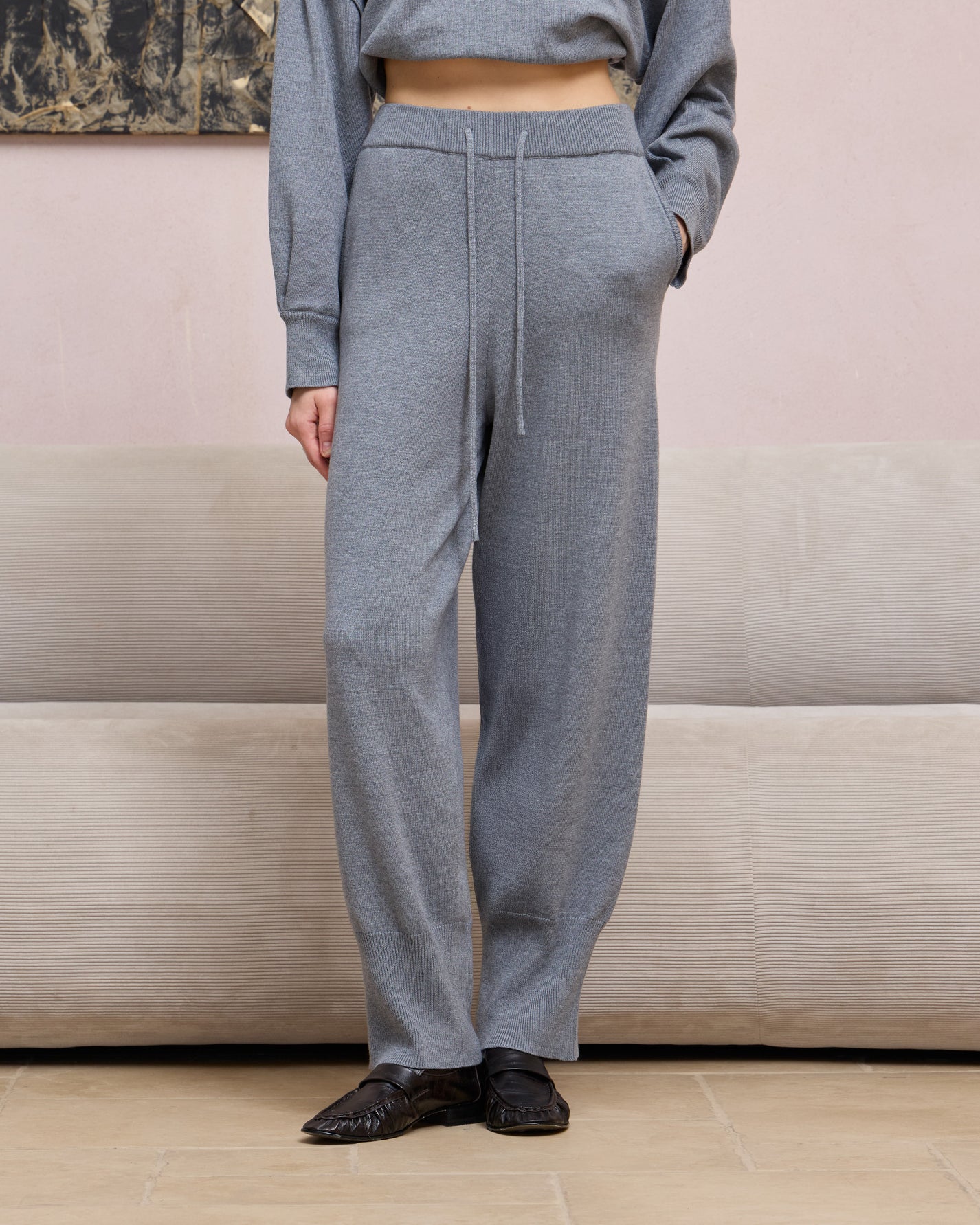 WOOL SILK KNIT JOGGER PANTS