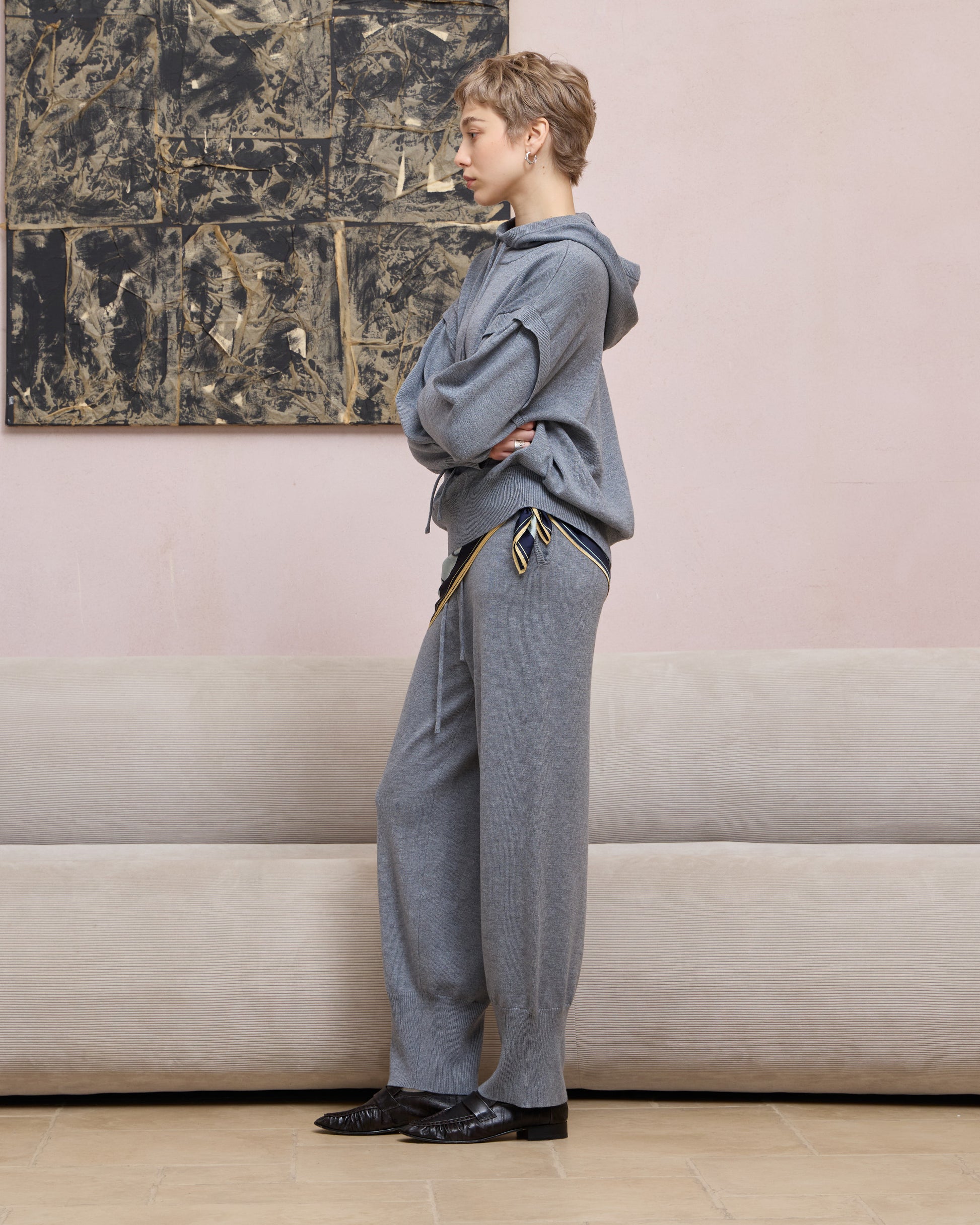 WOOL SILK KNIT JOGGER PANTS
