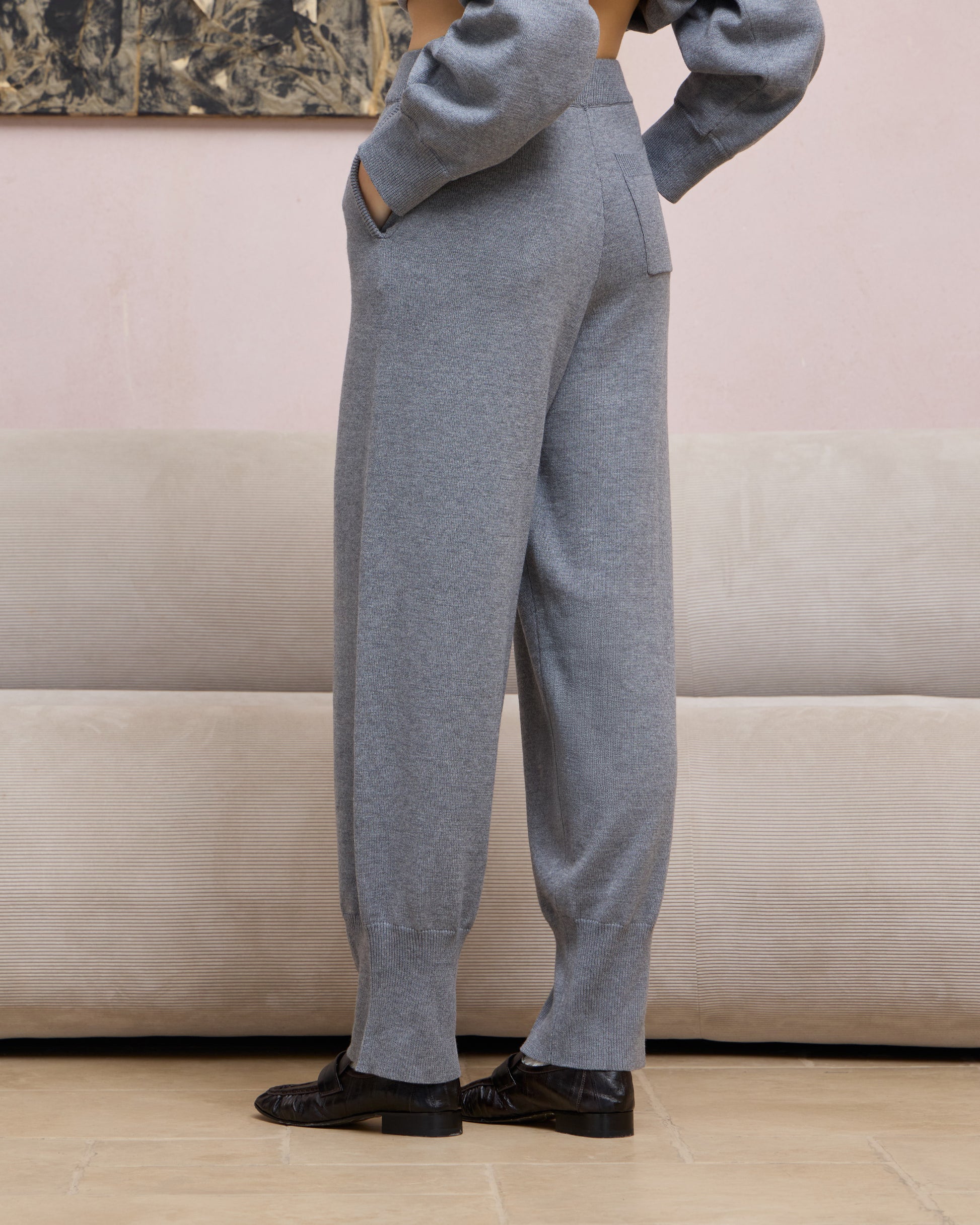 WOOL SILK KNIT JOGGER PANTS
