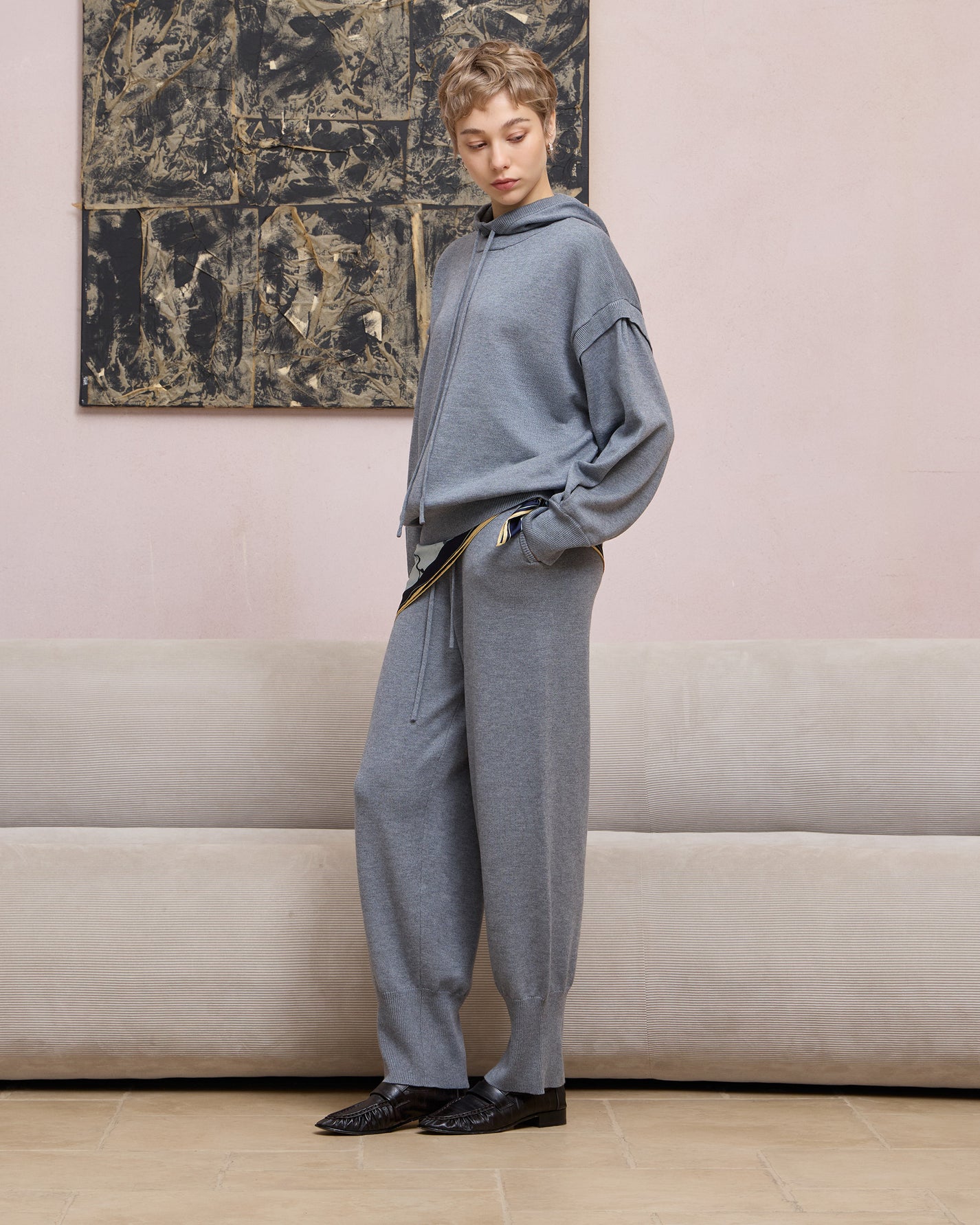 WOOL SILK KNIT JOGGER PANTS