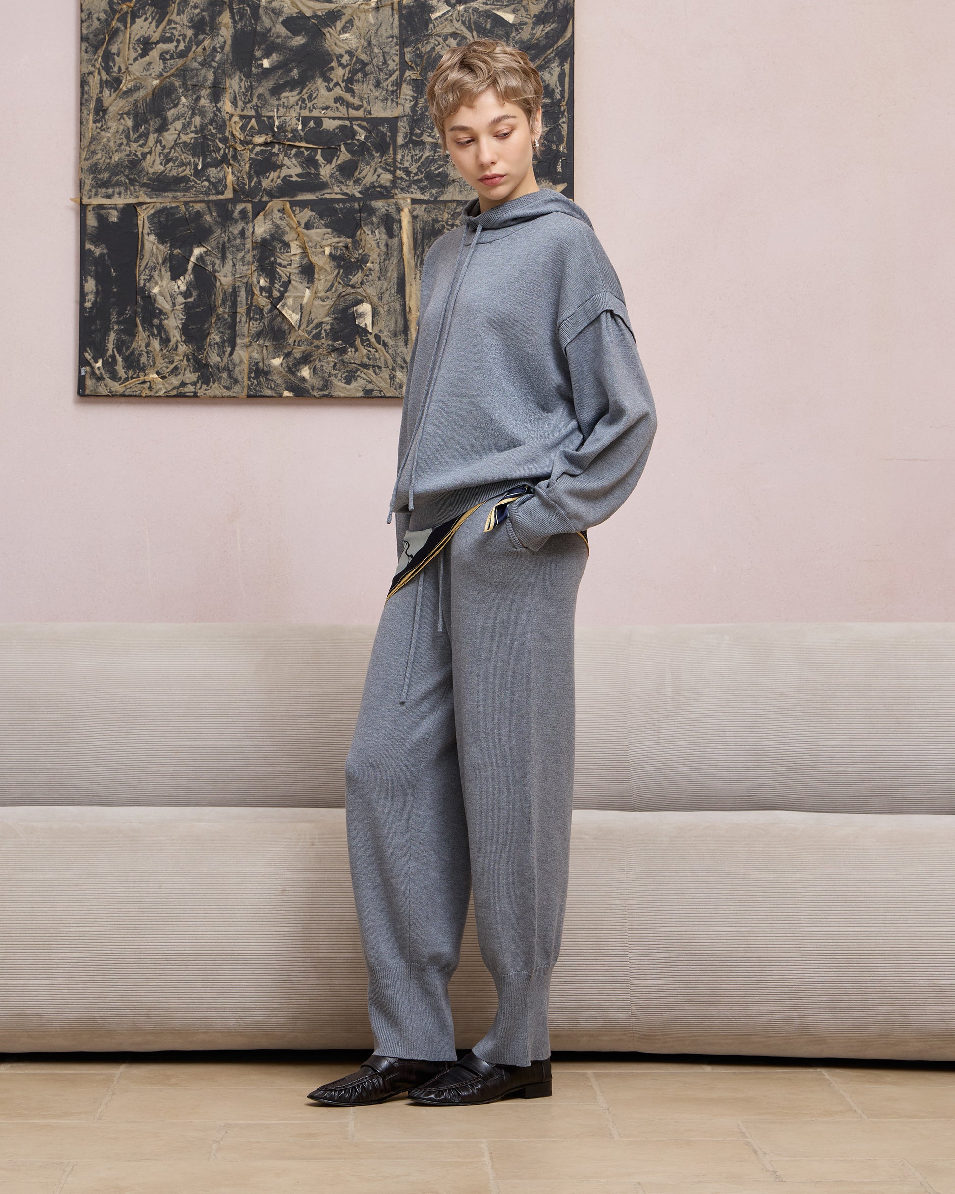 WOOL SILK KNIT JOGGER PANTS