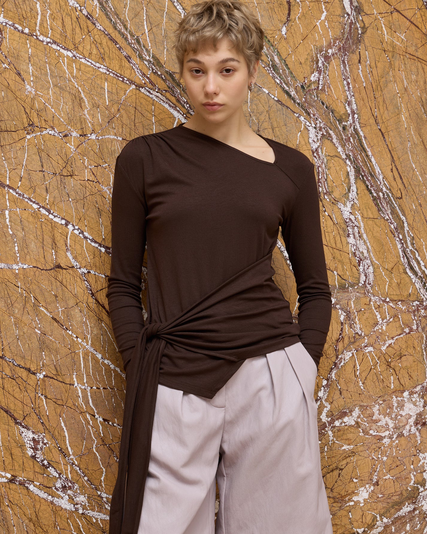 DRAPED TIE-STRAP TOP