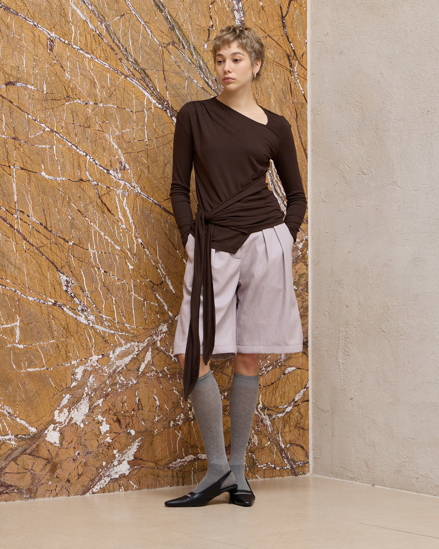 DRAPED TIE-STRAP TOP