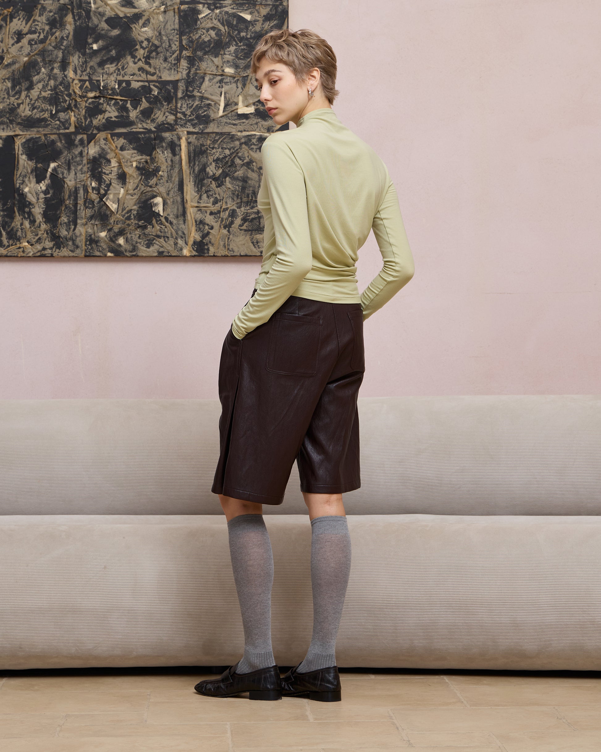 TWISTED MOCK NECK TOP