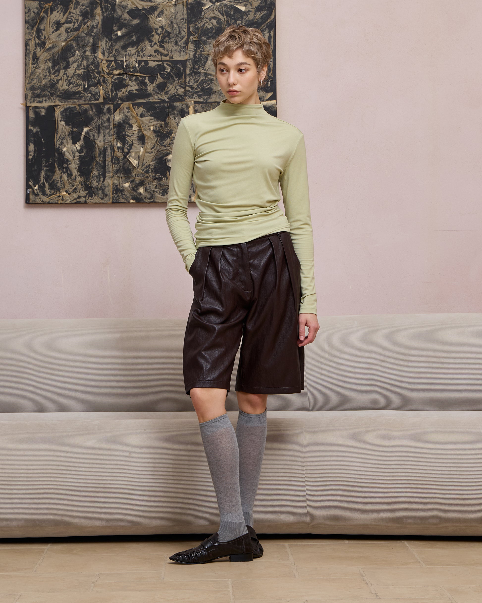 TWISTED MOCK NECK TOP