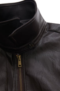 LAYERED COLLAR FAUX LEATHER JACKET