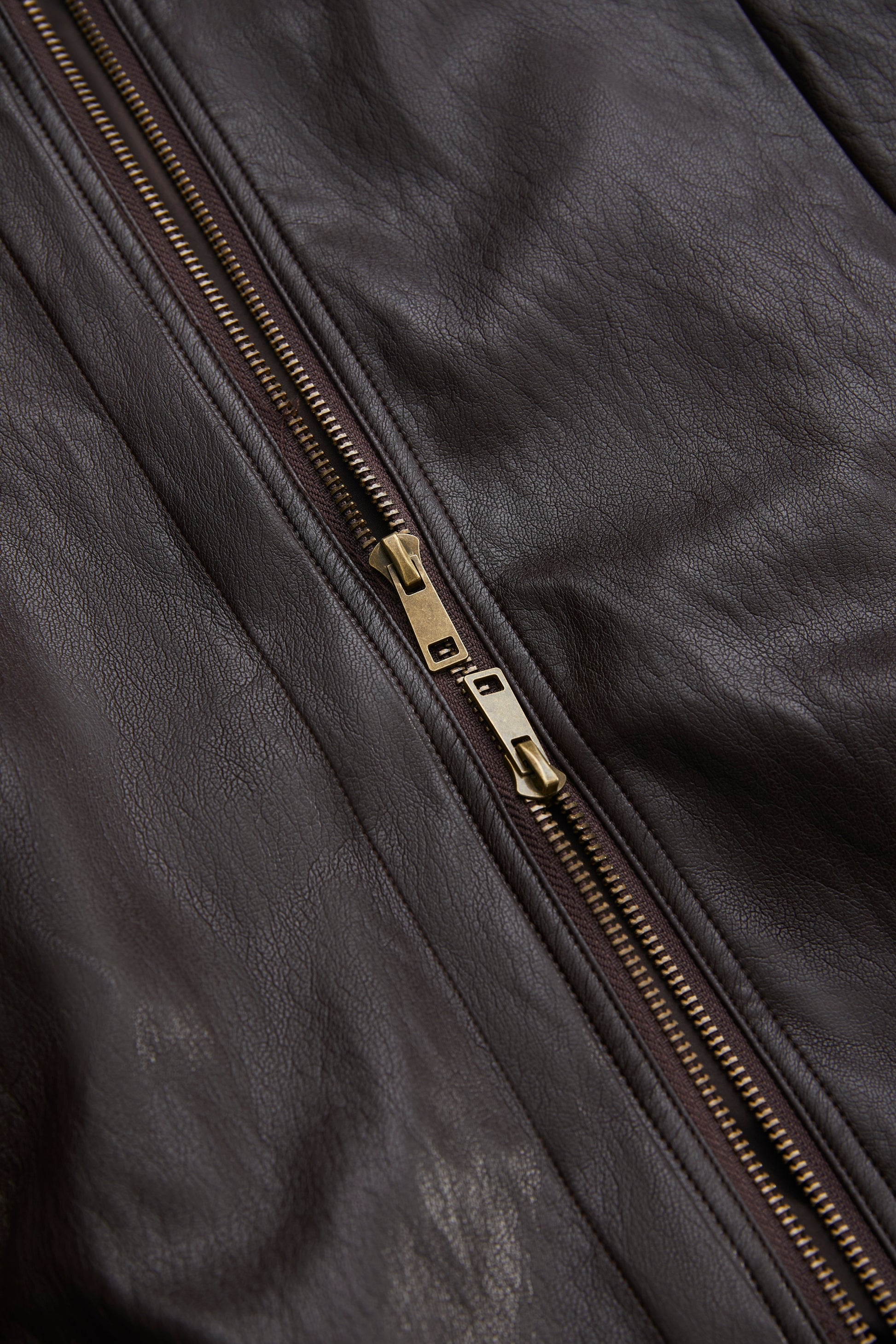 LAYERED COLLAR FAUX LEATHER JACKET