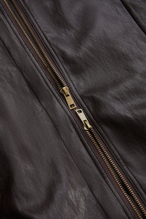 LAYERED COLLAR FAUX LEATHER JACKET