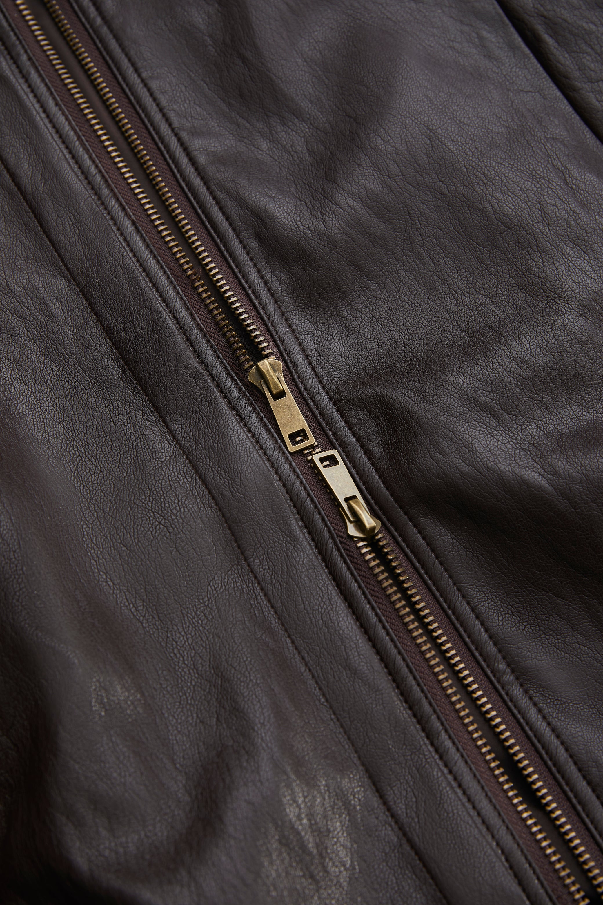 LAYERED COLLAR FAUX LEATHER JACKET