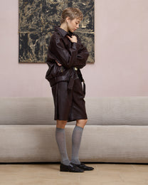 LAYERED COLLAR FAUX LEATHER JACKET