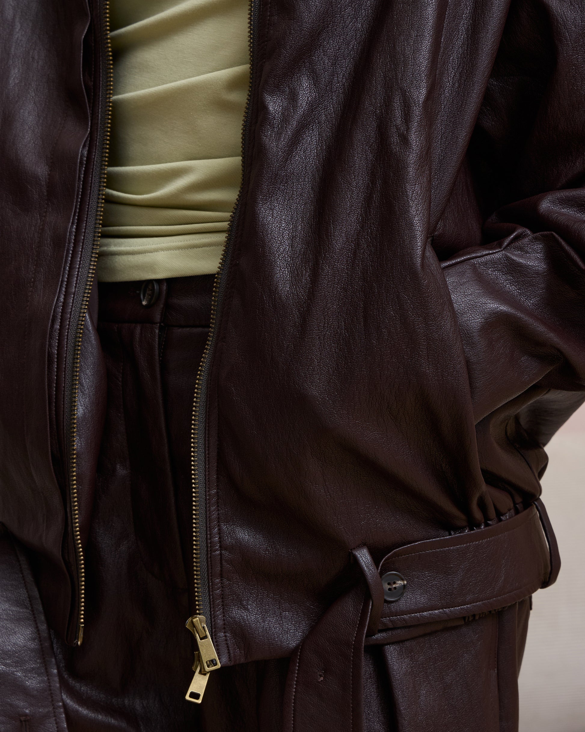 LAYERED COLLAR FAUX LEATHER JACKET