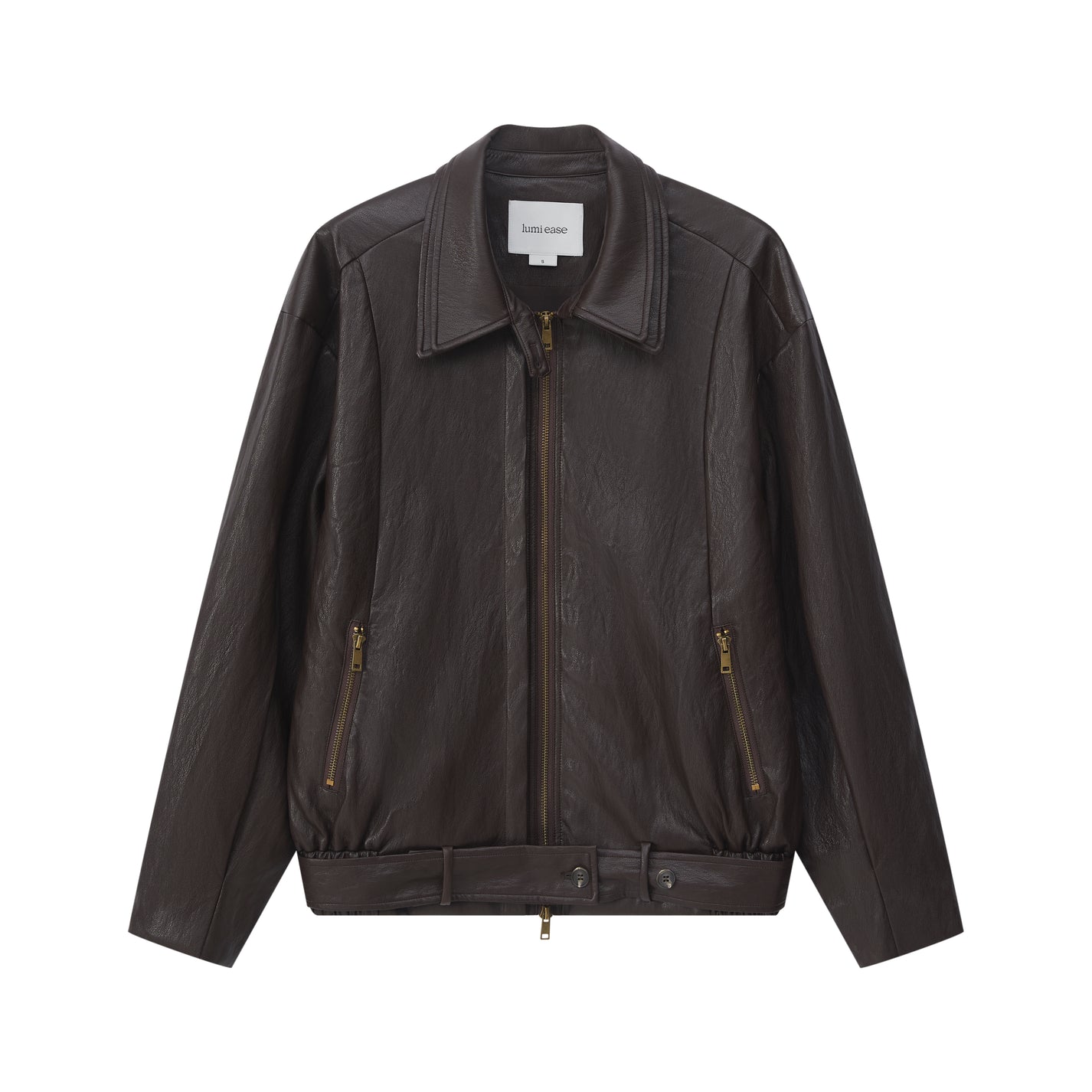 LAYERED COLLAR FAUX LEATHER JACKET