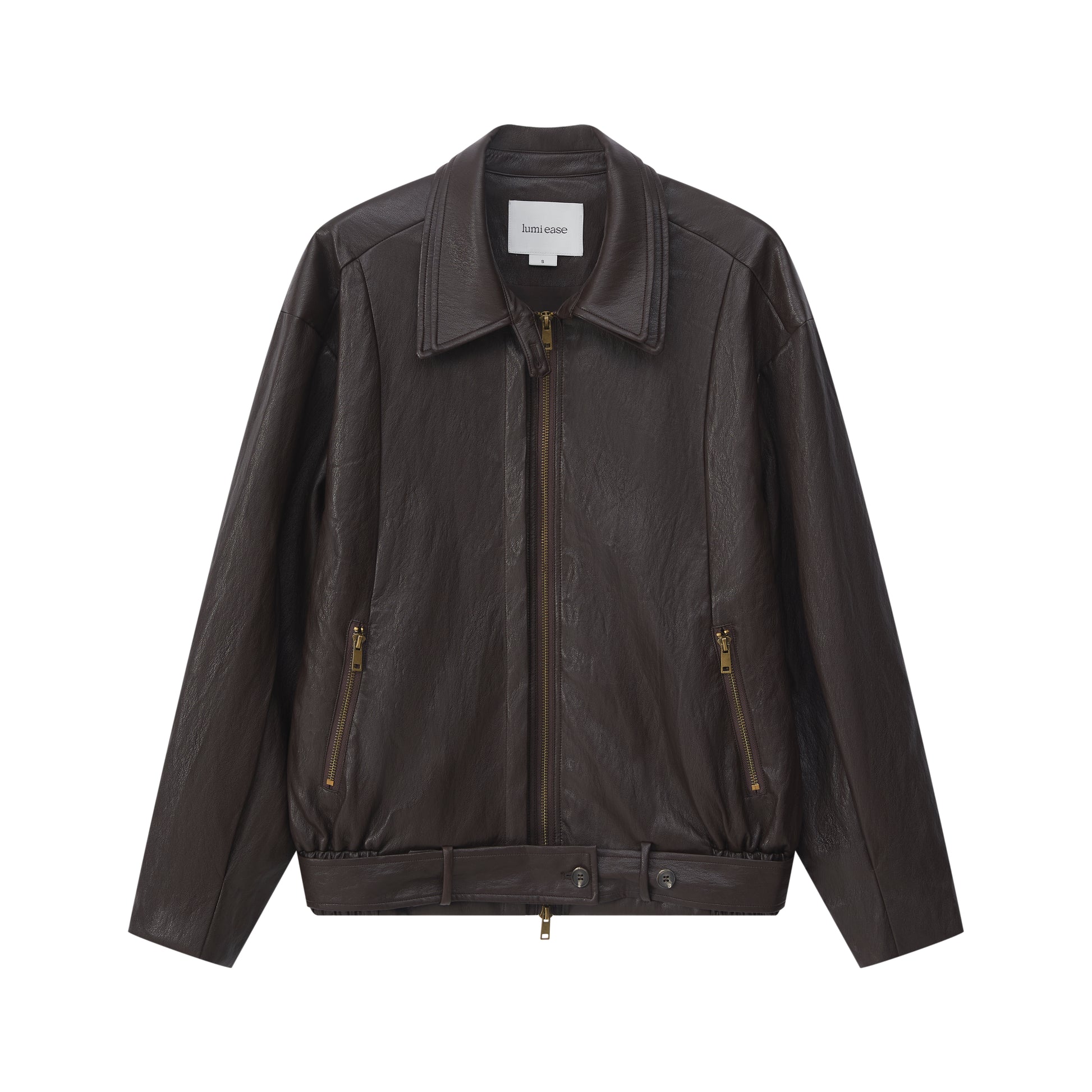 LAYERED COLLAR FAUX LEATHER JACKET