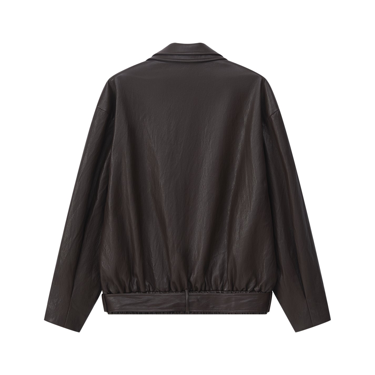 LAYERED COLLAR FAUX LEATHER JACKET