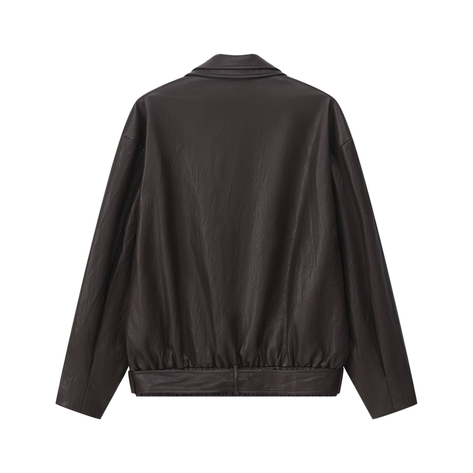 LAYERED COLLAR FAUX LEATHER JACKET