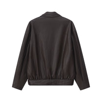 LAYERED COLLAR FAUX LEATHER JACKET