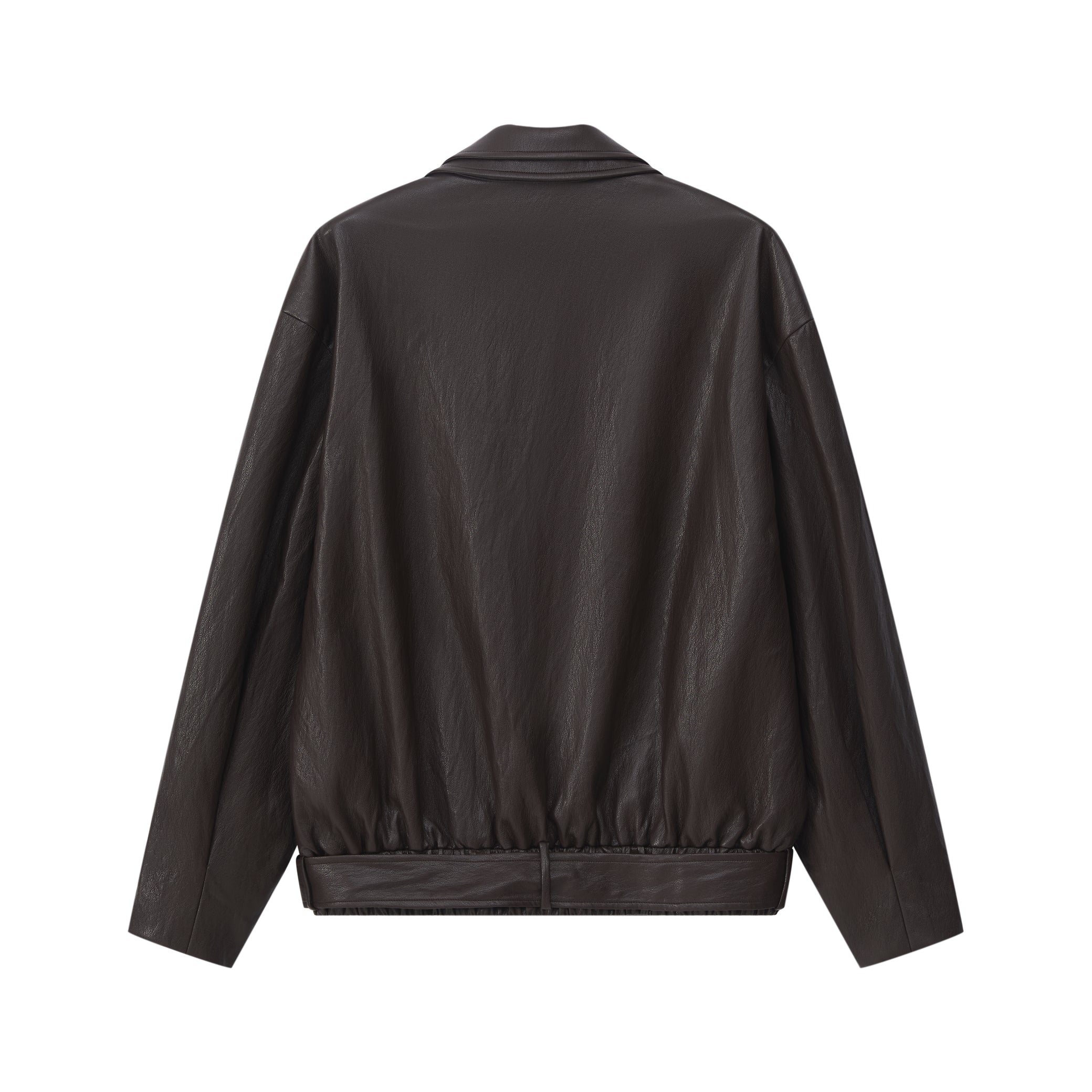 LAYERED COLLAR FAUX LEATHER JACKET