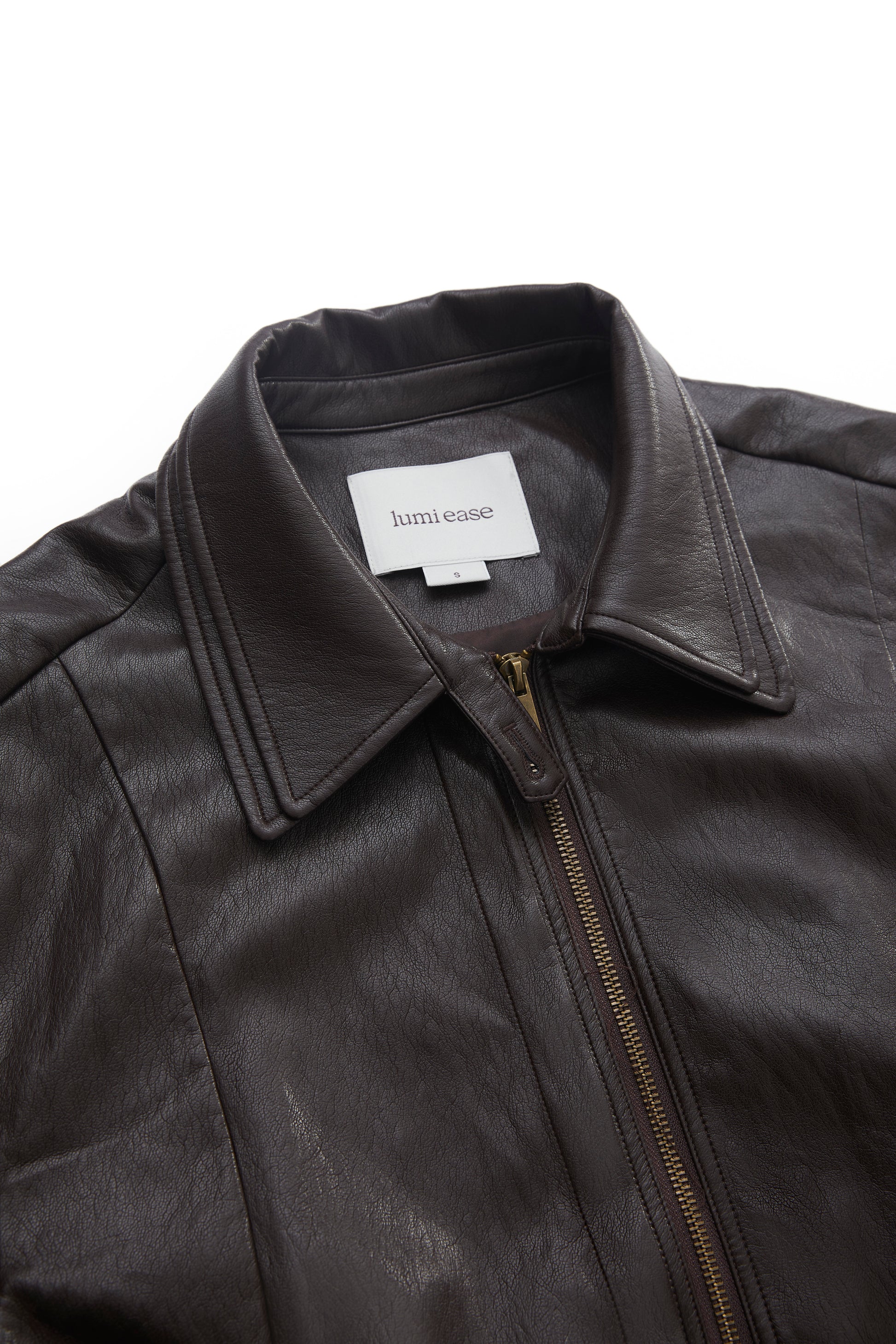 LAYERED COLLAR FAUX LEATHER JACKET