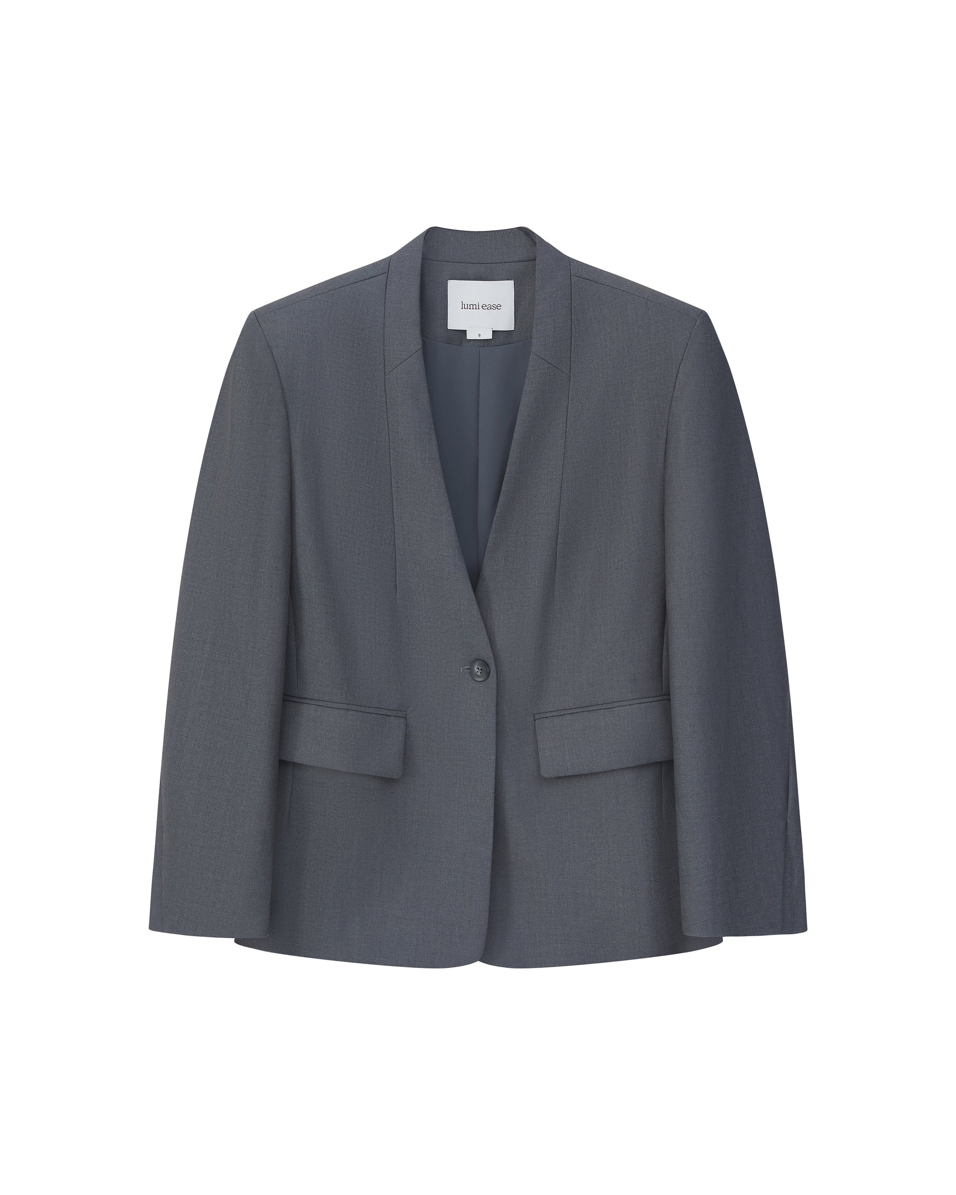 COLLARLESS SLANTED-VENT BLAZER