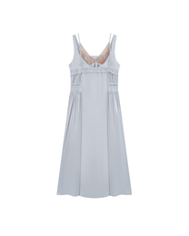 DOUBLE LAYER LACE PINTUCK SATIN DRESS