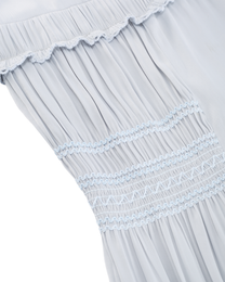 DOUBLE LAYER LACE PINTUCK SATIN DRESS
