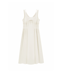 DOUBLE LAYER LACE PINTUCK SATIN DRESS