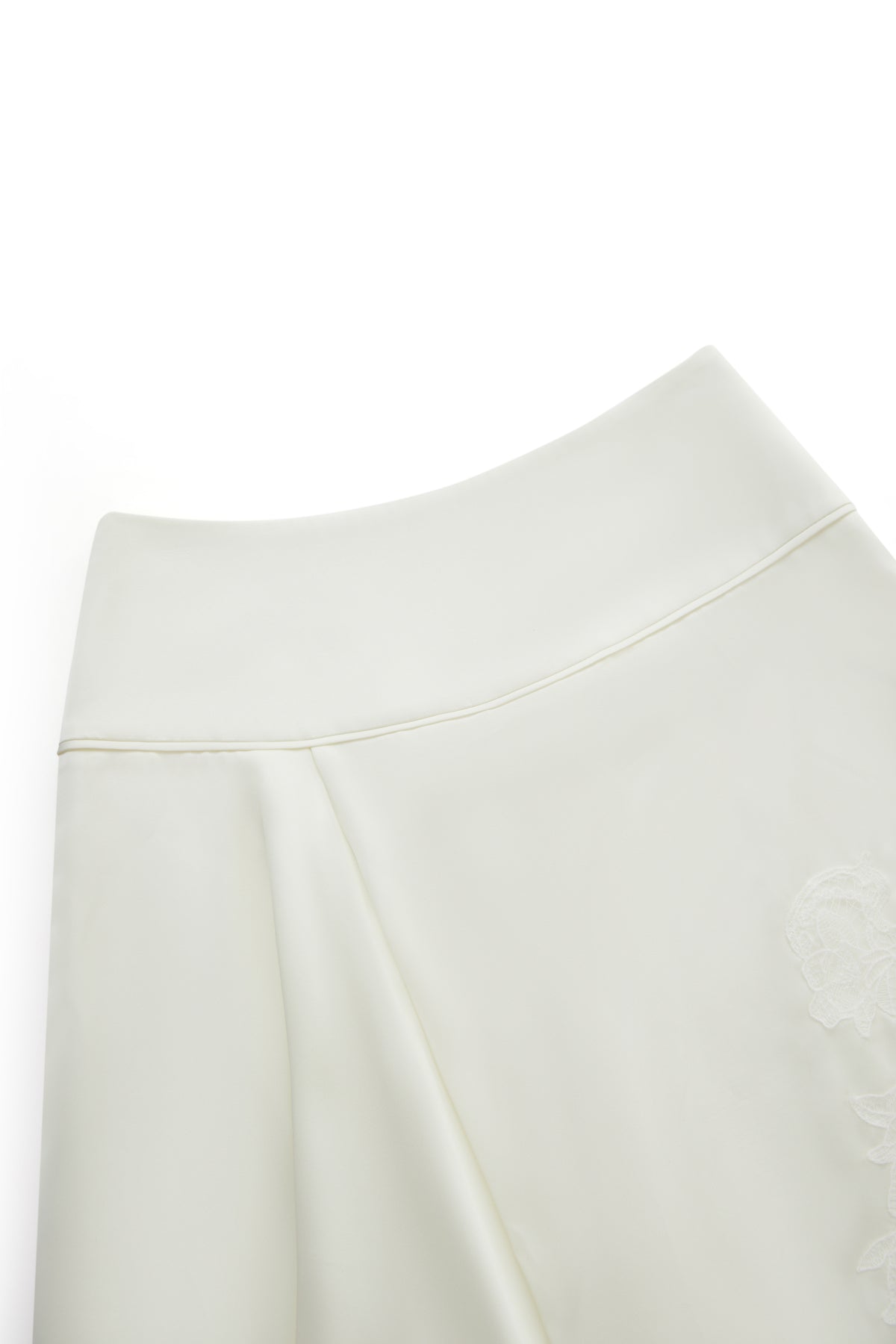 DRAPED EMBROIDERED ASYMMETRIC SKIRT