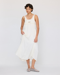 DOUBLE LAYER LACE PINTUCK SATIN DRESS