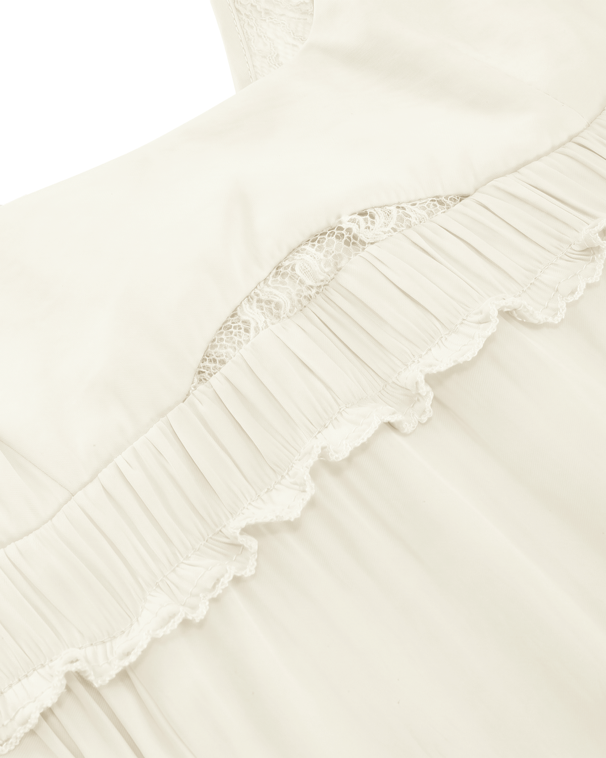 DOUBLE LAYER LACE PINTUCK SATIN DRESS