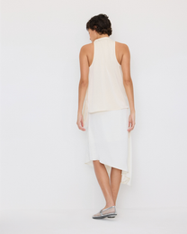 DRAPED EMBROIDERED ASYMMETRIC SKIRT
