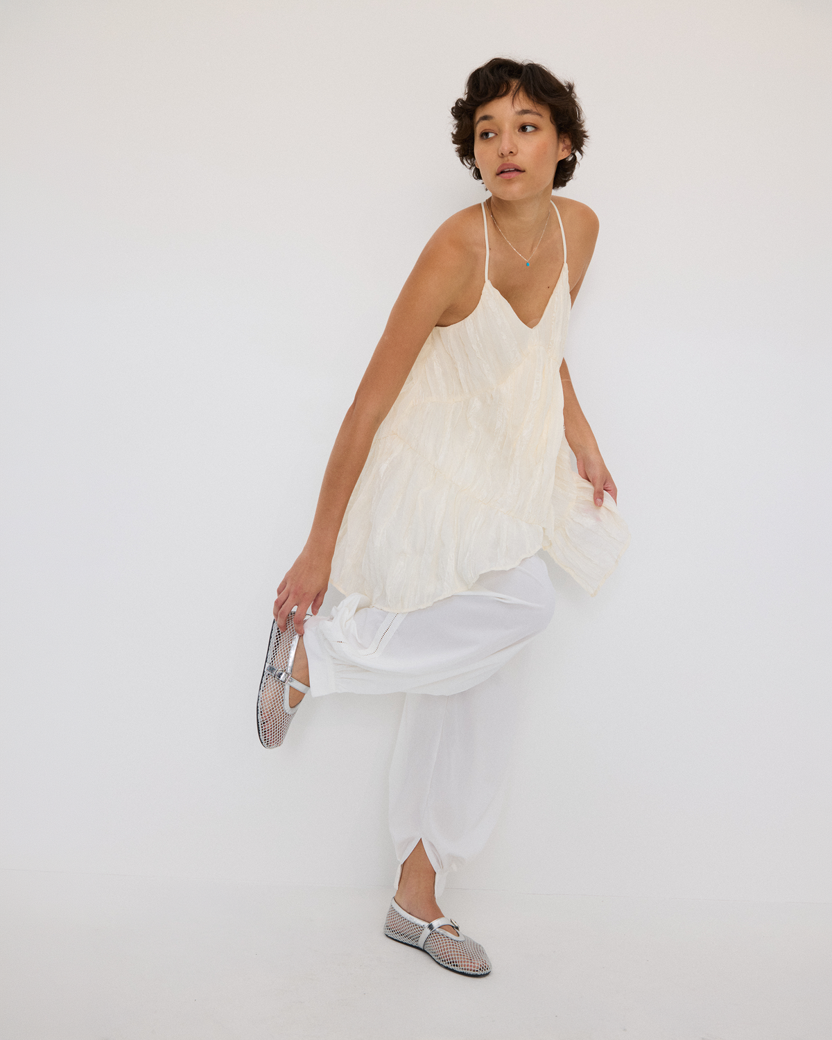 CRINKLE TIERED CAMI DRESS