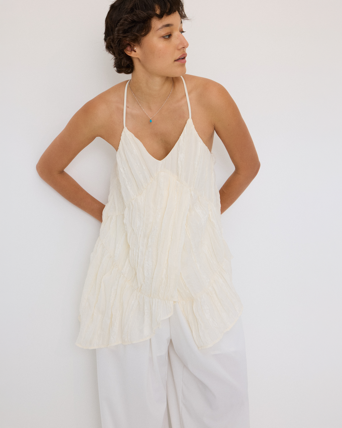 CRINKLE TIERED CAMI DRESS