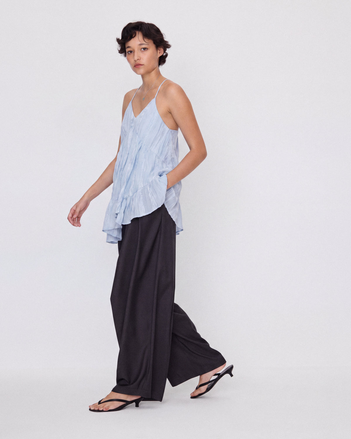 CRINKLE TIERED CAMI DRESS