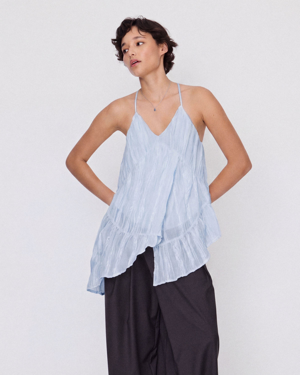 CRINKLE TIERED CAMI DRESS